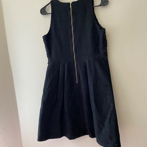 Loft Black Cotton Linen Blend Sleeveless Lace Bodice Flared Skirt Dress Size 4 - Picture 6 of 9